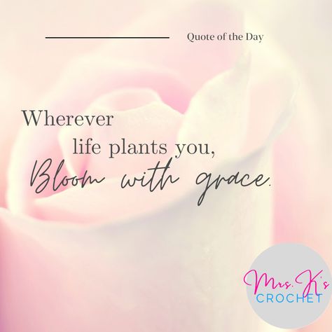 Wherever life plants you, bloom with grace. This quote is a reminder that no matter where we find ourselves in life, we have the power to make the most of it and let our inner beauty shine. So embrace your circumstances and let your grace and positivity guide you through the journey. And remember, just like a flower, we have the ability to bloom and thrive in any situation. #thatcrochetlady #bloom #grace #positivity Bloom Quotes, Bloom Fashion, Bloom With Grace, Feel Good Quotes, Flower Quotes, Feb 13, Good Thoughts Quotes, Inner Beauty, Scripture Quotes