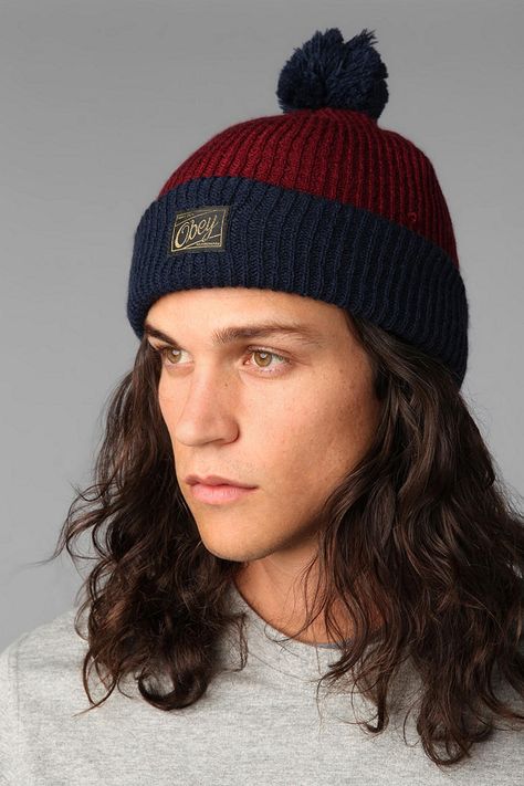 OBEY Old Timey Pom Pom Beanie Miles Mcmillan, Mens Fashion Summer Outfits, Mens Fashion Swag, Beanie With Pom, Mens Boots Fashion, Mens Designer Fashion, Black Men Fashion, Mens Winter Fashion, Pom Beanie