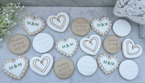 What could be more special to me than a return customer? Her daughter's wedding of course! Congratulations to the happy couple! Wishing you the sweetest and happiest life together 💕 #wedding #cookieart #weddingcookies #decoratedsugarcookies #royalicingcookies #cookies #brideandgroom #love Heart Engagement Cookies, Bridal Shower Heart Cookies, Bride Heart Cookies, Mr & Mrs Cookies Decorated, Double Heart Cookies Decorated Wedding, Wedding Cookies, Cookie Art, Royal Icing Cookies, Happy Couple