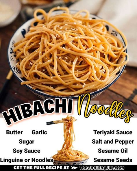 Hibachi Noodles at home! 🍜 Make'm here... - On My Kids Plate The Cooking Jar, Hibachi Noodles, Hibachi Shrimp, Hibachi Recipes, Hibachi Chicken, Noodle Recipes Easy, Chinese Cooking Recipes, Garlic Noodles, Buttered Noodles