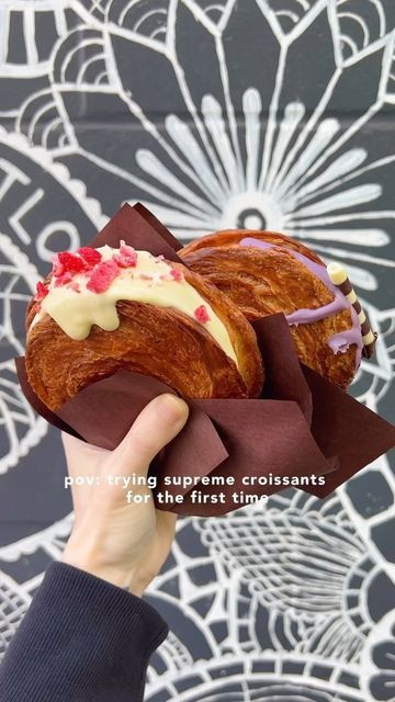 Sharon N. | Vancouver Food on Instagram: "VIRAL SUPREME CROISSANTS IN TRICITIES 🥐 Been seeing the NYC viral supreme croissant everywhere on IG and now you can find them at @goodwolfcafe (located right by a car wash 🫢) in Port Coquitlam too! 🙌 These cream-filled circular croissants are made fresh by @leavenlygoodsbakery (currently in @cohocommissary) and only a small batch gets delivered to The Good Wolf Cafe few times a week. I got to try the Strawberry and Ube Supreme Croissants and they wer Circular Croissant, Supreme Croissant, Vancouver Food, Small Batch, Small Batches, Car Wash, A Car, Dinner Party, And Now