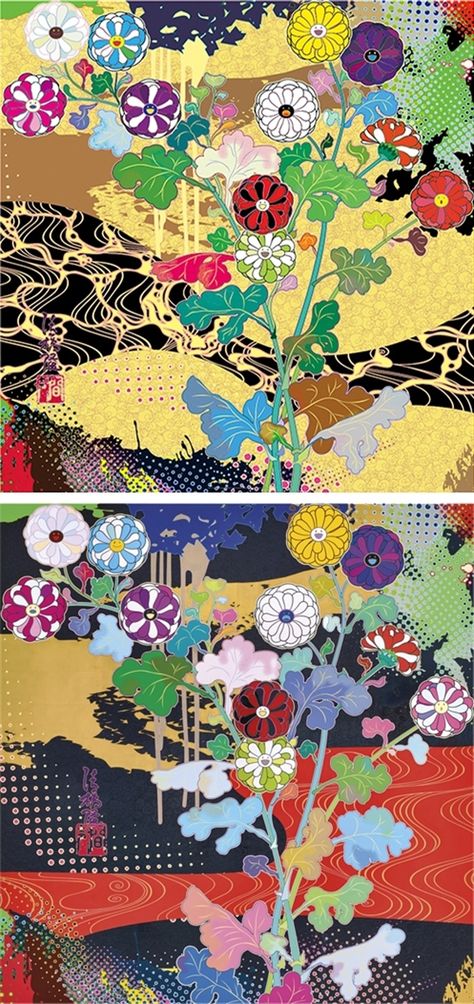 Takashi Murakami (Japanese, b. 1962), Korin: Dark Matter (+ Korin: The Time of Celebration; 2 works), 2015. Offset lithograph. Takeshita Murakami, Murakami Artist, Murakami Art, Takashi Murakami Art, Japanese Contemporary Art, Japanese Abstract, Japanese Pop Art, Art Alevel, Superflat