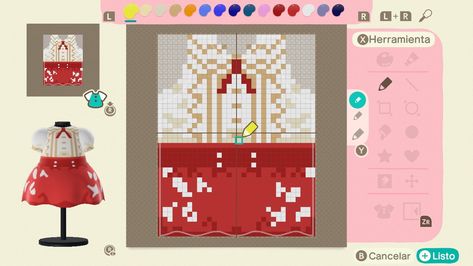 Acnh Clothes Pattern Grid Christmas, Pixel Art Acnh, Patterns Animal Crossing, Acnh Clothing Designs, Pixel Clothes, Acnh Diy, Acnh Dress, Codes Acnh, Diy Christmas Outfit