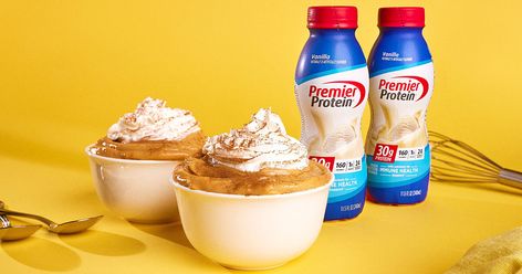 Easy Butterscotch Protein Pudding Recipe | Premier Protein Easy Vanilla Pudding, Vanilla Protein Shake Recipes, Vanilla Pudding Recipes, Protein Calculator, Premier Protein Shakes, Vanilla Protein Shakes, Sugar Free Pudding, Butterscotch Pudding, Premier Protein