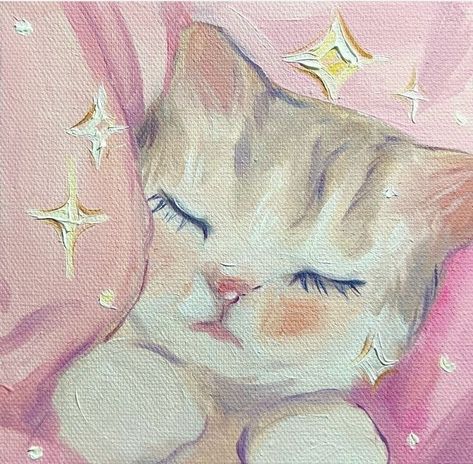 Cute Paintings, Arte Inspo, Ethereal Art, الرسومات اللطيفة, Animal Paintings, Pretty Art, Cute Icons, Aesthetic Art, A Cat