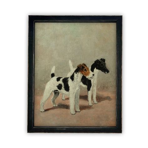 Vintage Framed Canvas Art // Framed Vintage Print // Vintage - Etsy Canada Utah Farmhouse, Vintage Dog Art, Ink Artwork, Vintage Drawing, Linen Cloth, Vintage Dog, Dog Paintings, Vintage Canvas, Mail Art