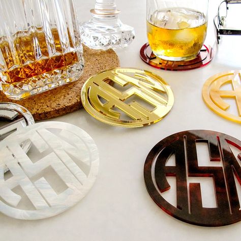 Two Letter Monogram, Personalised Placemats, Acrylic Coasters, Custom Embosser, Custom Glassware, Monogram Coasters, Printed Candles, Custom Address Stamp, Printing Wedding Invitations