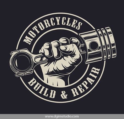 Moto Logo Design, Mechanic Logo Design, Motorcycles Logo Design, Mechanics Logo, Garage Logo, Biker Logo, Moto Logo, Automotive Logo Design, Motorcycle Illustration