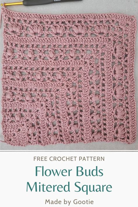 Mitered Square Crochet, Crochet Flower Square, Floral Crochet Pattern, Crochet Flower Squares, Mitered Square, Crochet Squares Afghan, Crochet Flowers Free Pattern, Crochet Blanket Designs, Crochet Throw Blanket