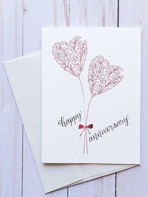 Happy Anniversary Cards Diy, Anniversary Card Ideas For Parents, Handmade Anniversary Cards For Husband, Diy Anniversary Cards For Parents, Happy Anniversary Cards Handmade, Watercolor Anniversary Card, Handmade Anniversary Cards, Homemade Anniversary Cards, Handmade Cards For Boyfriend