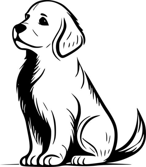 Golden Retriever, Minimalist and Simple Silhouette - Vector illustration Dog Silhouette Golden Retriever, Vector Animation, Golden Retriever, Vector Free, Vector Illustration, Clip Art