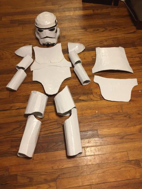 Diy Clone Trooper Costume, Stormtrooper Diy Costume, Easy Diy Storm Trooper Costume, Diy Stormtrooper Costume, Star Wars Costumes For Boys, Starwars Cardboard Diy, Storm Trooper Diy Costume, Toddler Star Wars Costume, Diy Starwars Costume