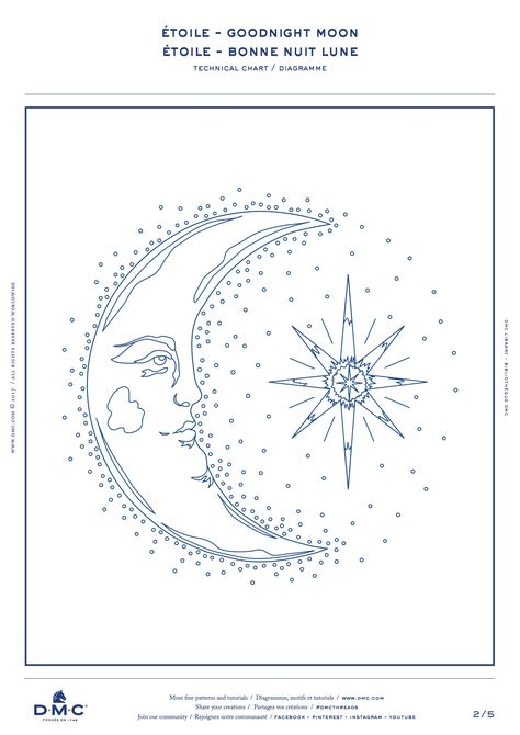 Embroidery Template Modern, Star Embroidery Pattern, Moon And Star Embroidery, Star And Moon Embroidery Designs, Moon And Stars Embroidery Design, Moon And Stars Embroidery Pattern, Moon Embroidery Pattern, Art Deco Beading, Sewing Crafts Tutorials