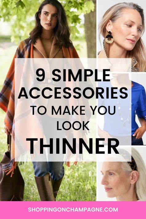 Did you know there are ways to look thinner without losing weight or working out? You can use these 9 EASY ACCESSORIES to look slimmer instantly! Slenderizing Outfits, Easy Accessories, Accessories To Make, Hacks Clothes, Expensive Clothes, Simple Accessories, Queen Fashion, Fashion Hacks, Fashion Styling