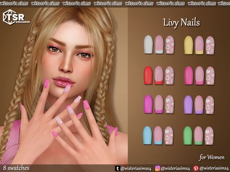 The Sims Resource - Sims 4 - Nails - WisteriaSims - For Woman - Livy Nails for Woman The Sims 4 Accessories, Cc Nails, Sims 4 Nails, Leo Necklace Zodiac, Sims 4 Piercings, The Sims 4 Skin, Makeup Cc, Sims 4 Children, Sims 4 Cc Makeup