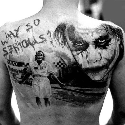 Batman Joker Tattoo, Dc Tattoos, Tato Joker, Holy Spirit Tattoo, Revelation Tattoo, Tattoo Trash, Joker Tattoo Design, Salvation Tattoo, Backpiece Tattoo