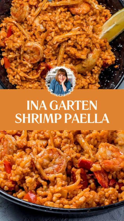 Ina Garten Shrimp Paella Ina Garten Shrimp, Shrimp Paella Recipe, Shrimp Paella, Ina Garten Recipes, Seafood Paella, Paella Recipe, Andouille, 4 People, Red Bell Pepper