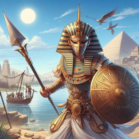 Egyptian Warrior Art, Egyptian Fantasy Art, Dump Inspiration, Cleopatra Art, Egypt Gods, Vampire Stuff, Egyptian Warrior, Brown Hair Inspo, Ancient Egypt Art