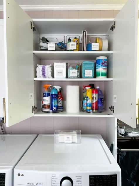 Best Of 2022: Organization How To Organize Laundry Room Cabinets, The Home Edit Laundry Room, Organizing Laundry Room Cabinets, Cleaning Cabinet Organization, Laundry Cabinet Organization, Laundry Room Organization Cabinets, Laundry Room Cabinet Organization, Laundry Room Shelves Ideas, Organizing Laundry Room