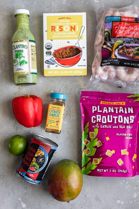 Trader Joe's Cuban Shrimp Bowls - Dash of Mandi Cuban Shrimp, Cuban Style Black Beans, Trader Joes Recipes Healthy, Shrimp Bowls, Shrimp Enchiladas, Seasoned Shrimp, Trader Joes Food, Cilantro Dressing, Trader Joe's Products