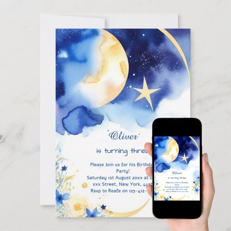 Celestial Birthday, Kids Birthday Invitation Card, Kids Birthday Invitation, Birthday Invitation Card, Magical Moments, Birthday Invitations Kids, Instagram Worthy, Watercolor Design, Invitation Card