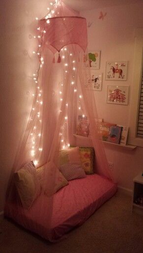 Reading corner,  repurposed crib mattress,  small spaces playroom Cute Small Playroom Ideas, Room Decor With Mattress On The Floor, Toddler Mattress Reading Nook, Crib Matress Ideas, Livi G Room Ideas Decor, Crib Mattress Reading Nook, Girls Reading Corner, Reading Corner Bedroom Small Spaces, Daughter Room Makeover