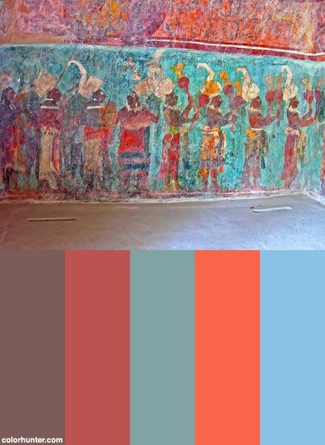 Mexico-2347bb - Mayan Music Time In 770ad Color Scheme Beach Color Palette, Beach Color Palettes, Mexican Colors, Mexican Beach, Mexican Beaches, Music Time, Mayan Culture, Beach Color, Pallet Art