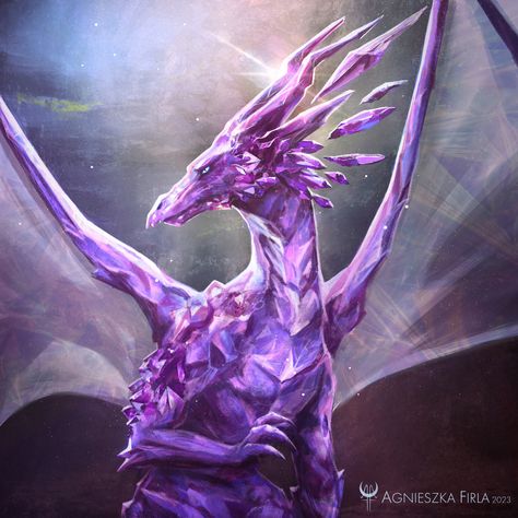 Amethyst Dragon Dnd, Amythest Dragon Dnd, Crystal Dragon Dnd, Amethyst Dragonborn, Dragon Crystal, Crystal Dragonborn, Amethyst Dragon, Purple Dragon Art, Crystal Dragon Art