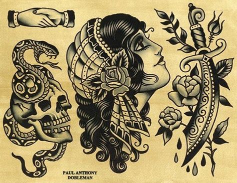 Paul Anthony Dobleman, Analog Tattoo, Spider Murphy, Paul Dobleman, Traditional Tattoo Painting, Traditional Black Tattoo, Traditional Tattoo Sleeve, Traditional Flash, Old School Tattoo Designs