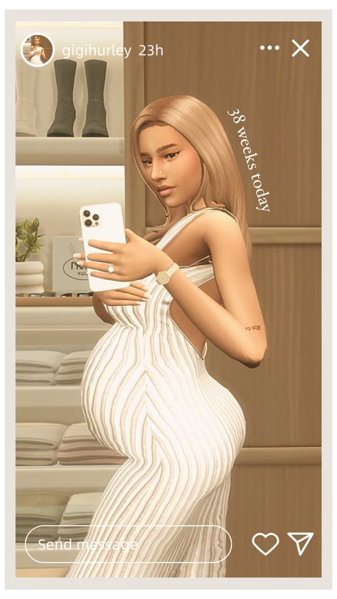 made using canva ♡ Gender Reveal Sims 4 Cc, The Sims 4 Maternity Clothes, Sims 4 Cc Pregnancy, Sims 4 Instagram, Windows Pic, Sims 4 Cc Pregnancy Clothes, Sims 4 Nursery, Crib Wall, Sims 4 Tattoos