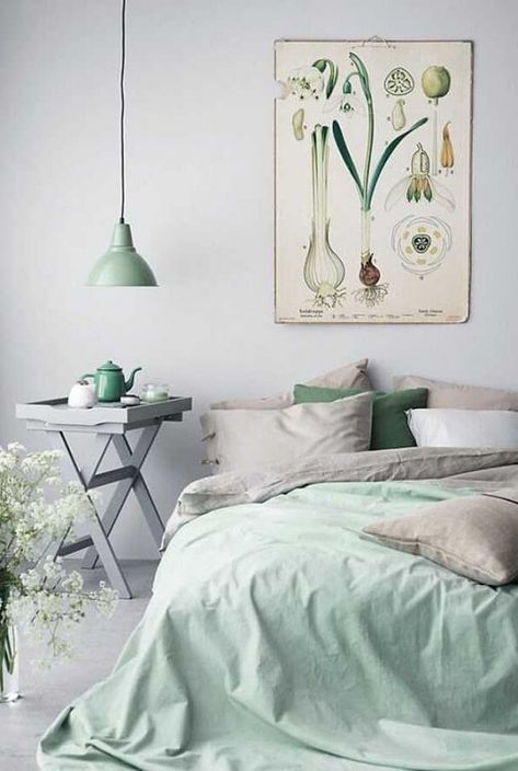 color-trends-2020-neo-mint-green-future- (52) Mint Bedroom Decor, Green Bedroom Paint, Mint Green Bedroom, Green And White Bedroom, Mint Green Rooms, Mint Bedroom, Cozy Small Bedrooms, Small Bedroom Designs, Trendy Bedroom