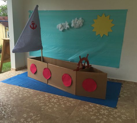 Diy Crafts Easy At Home, Cardboard Boat, Flower Crafts Kids, Kids Sunday School Lessons, Sunday School Crafts For Kids, Transportation Theme, Kids Class, Vacation Bible School, Sunday School Crafts