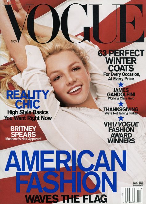 Britney Spears by Herb Ritts Vogue US November 2001 A Magazine, Spears, Britney Spears, Magazine Cover, A Woman, Vogue, Magazine, White