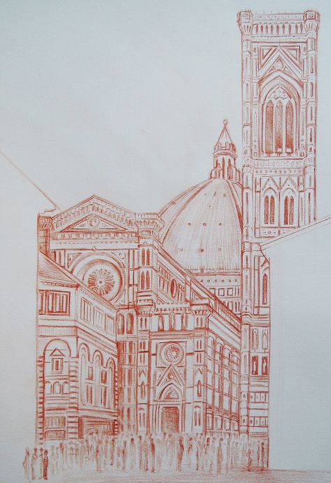 The Duomo - Florence Duomo Tattoo, Florence Tattoo, Location Drawing, Studio Aesthetic, Duomo Florence, Dragon Tattoos, Urban Sketch, Architecture Portfolio, Dragon Tattoo