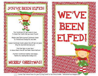 The Festive Favor: You've Been Elfed! {Free Printable} You've Been Elfed At Work, You’ve Been Elfed Free Printable, You've Been Mugged Free Printable, You Have Been Elfed, You've Been Gobbled, You've Been Elfed, Elf Me, Christmas Winter, Christmas Treats