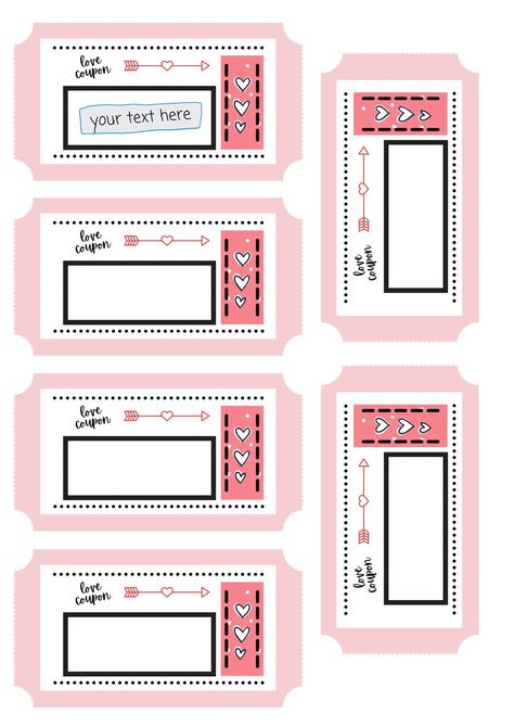 Love Coupons Blank, Printable Coupons Template, Digital Love Letter, Dates In A Jar, Cadeau St Valentin, Printable Tickets, Coupons For Boyfriend, Free Printable Crafts, Valentines Day For Him