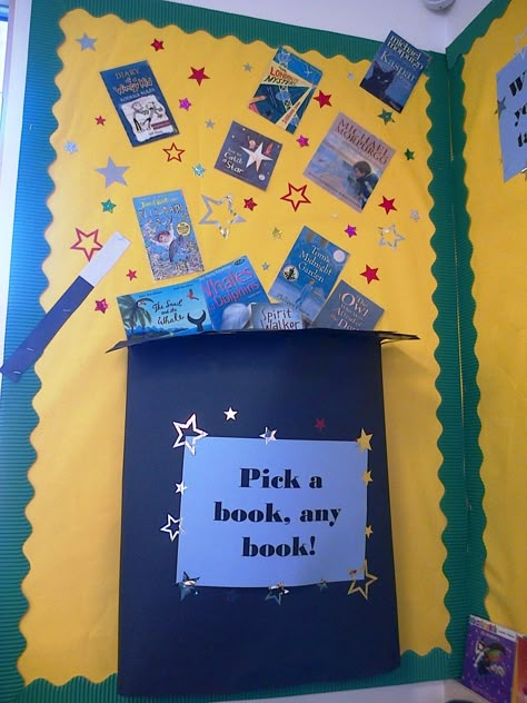 Magic books Magic Themed Decorations, Magic Bulletin Board Ideas, Reading Is Magical Theme, Magic Classroom Theme, Magic Theme Classroom, Reading Is Magic, Reading Is Magical, Book Week 2024 Reading Is Magic, Reading Is Magic Display