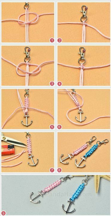 Anchor Keychain, Anchor Crafts, Simpul Makrame, Diy Bracelets Tutorials, Diy Bracelets Easy, Bee Crafts, Friendship Bracelets Diy, Diy Keychain, Diy Crafts Jewelry