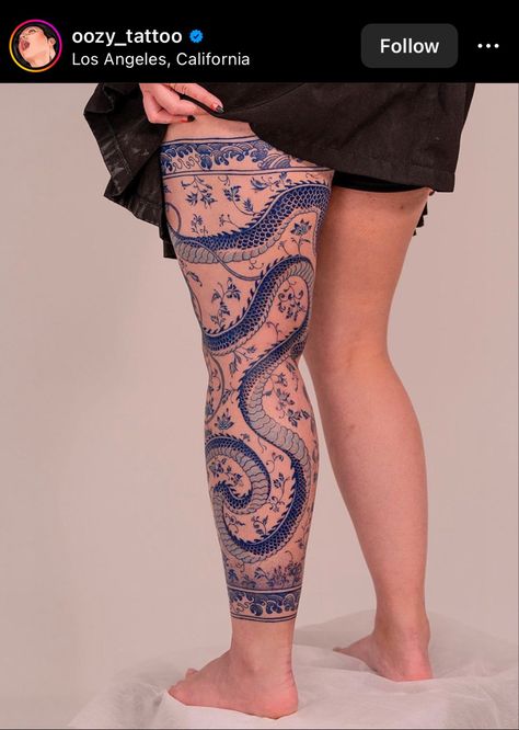 Dragon Leg Sleeve, Dragon Leg Tattoo, Oozy Tattoo, Aggrogoth Tattoo, Tattoos Torso, Mosaic Tattoo, Blue Dragon Tattoo, Blue Ink Tattoos, Tato Naga