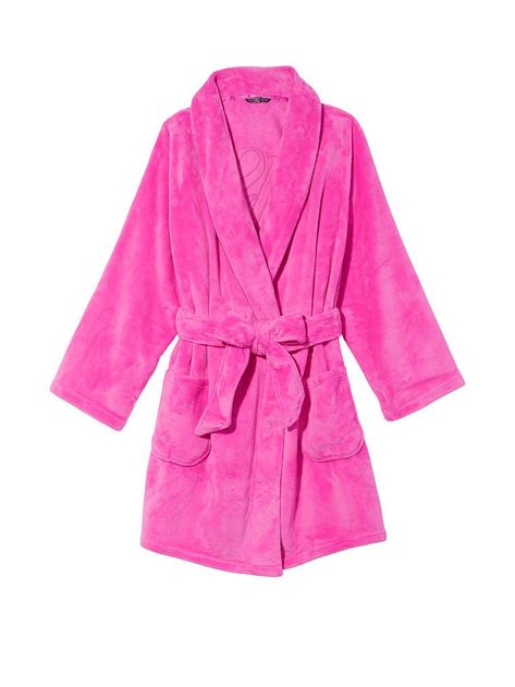 Fuzzy Robe Short, Hot Pink Bath Robe, Pink Silk Robe, Fuzzy Robe, Luxury Robes, Silky Robe, Belted Robe, Blue Kimono, Lace Trim Shorts