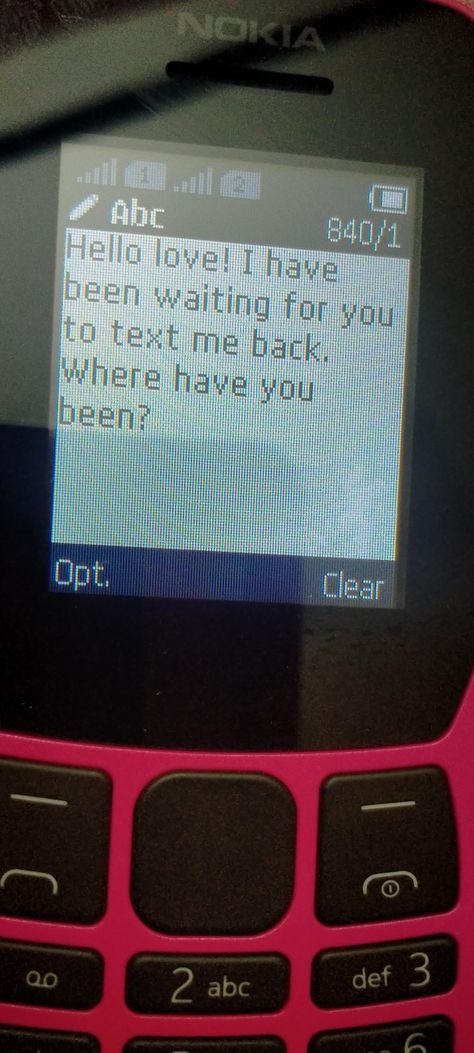 "brick phone" Nokia 110 Dual Sim Pink text "Hello love! I have been waiting for you to text me back. Where have you been?" Flip Phone Quotes, Flip Phone Text Message, Smashed Phone Aesthetic, Brick Phone Aesthetic, Phone Number Aesthetic, 2000 Phone Aesthetic, Nokia 2660 Flip Aesthetic, Phone Text Aesthetic, Missed Calls Phone Aesthetic
