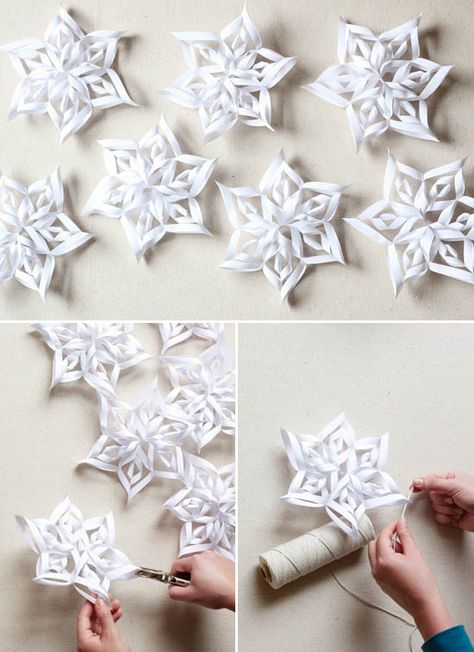 Winter Windows, Bible Camp, 3d Snowflakes, Snowflake Garland, Paper Snowflakes, Easy Christmas Crafts, Office Christmas, Snowflake Pattern, Noel Christmas