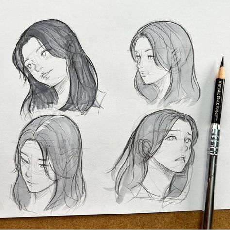 Low Angle Face Reference, Sketching Reference_chommang, Chommang Drawings, Korean Anime Art Style, Chommang Art, Animation Drawing Sketches, 얼굴 드로잉, Drawing Tutorial Face, Drawing Examples