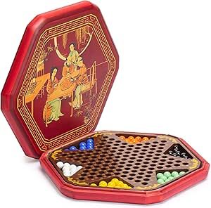 Yellow Mountain Imports Classic Chinese Checkers Halma Board Game Set with Storage, 12.6-inch Wooden Board, and Solid Color 16-millimeter Glass Marbles Mexican Train Dominoes, Mahjong Tiles, Mahjong Set, Chinese Checkers, Checkers Game, Wooden Games, Kids Gift Guide, Wood Case, Game Board