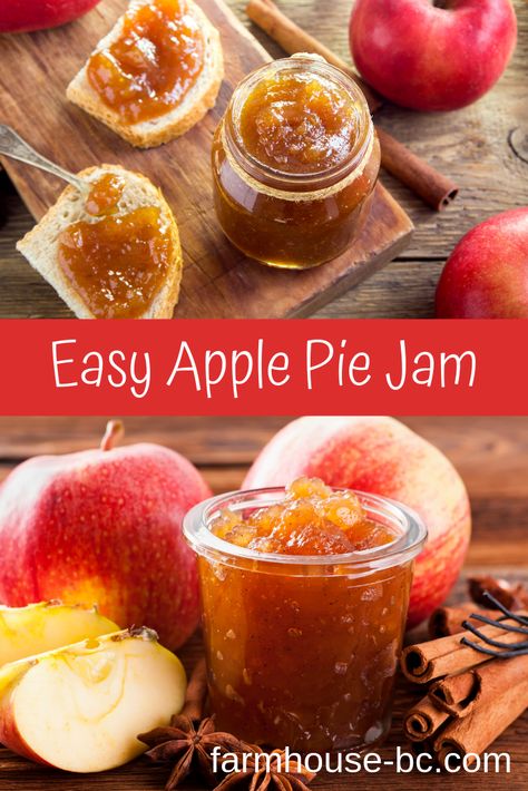 Crockpot Apple Jelly Recipe, Jam Making Homemade, Apple Pie Jelly Recipe Canning, Apple Pie Jam Recipe Easy, Apple Pie Jelly Recipe, Freezer Apple Jam, Spiced Apple Jam Recipe, Apple Jams And Jellies, Making Jams And Jellies