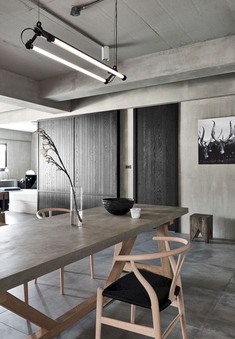 Ruang Tv, Concrete Interiors, Industrial Dining, Industrial Interior Design, Industrial Interiors, Industrial House, Home Ceiling, Interior Design Tips, Interior Design Projects