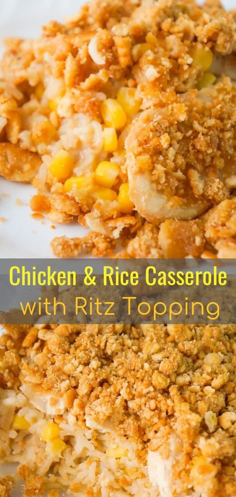 Easy Chicken And Rice Casserole, Ritz Chicken Casserole, Ritz Cracker Chicken, Campbells Soup Recipes, Chicken And Rice Casserole, Creamy Chicken And Rice, Easy Chicken And Rice, Chicken Rice Casserole, Rice Casserole Recipes