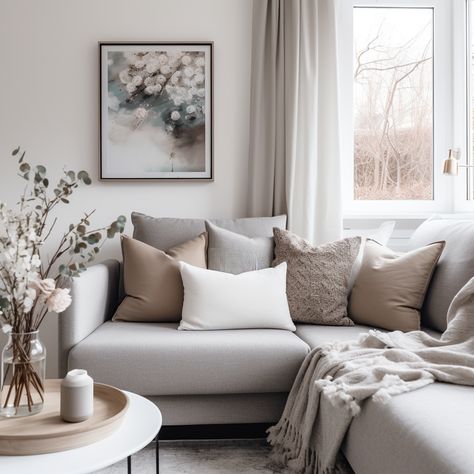 Cream Sofa Grey Carpet, Pillows With Light Grey Couch, Neutral Living Room Light Grey Sofa, Grey Sofa Neutral Cushions, Gray Sofa Neutral Living Room, Light Grey Couch Cushion Ideas, Light Grey Sofa Living Room Ideas Colour, Throws For Grey Sofa, Grey Sofa Cushions Color Schemes