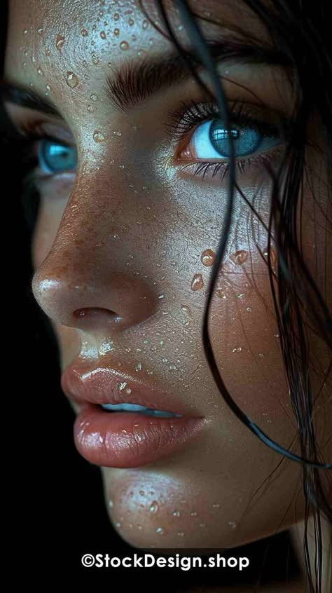 Art People References, Photography References For Art, Drawing Reference Photos Women, Woman Portrait Photography Faces, People Faces Reference, Woman Photo Portrait, Woman's Back Photography, Cool Portrait Photography, Water On Face