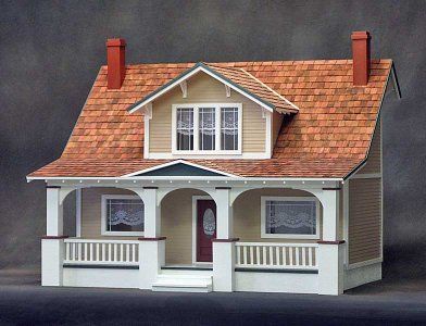 Craftsman Trim Window, Bungalow Dollhouse, Classic Bungalow, Cottage Dollhouse, Wooden Dollhouse Kits, Real Good Toys, Beachside Bungalow, Exposed Rafters, Grandmother House